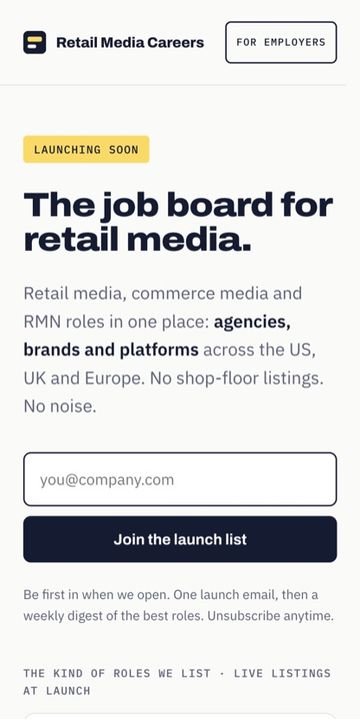 The same page on mobile